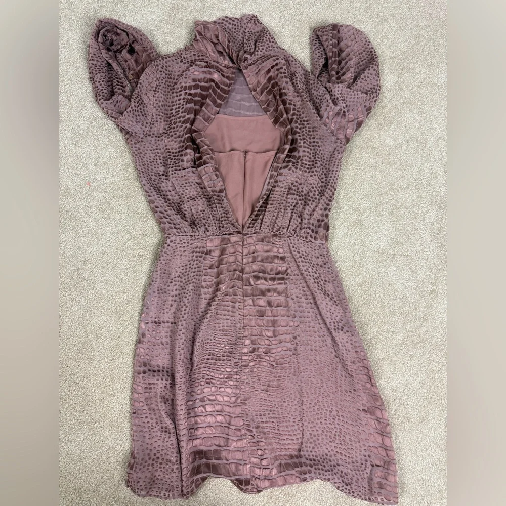 Reiss Emma Silk Velvet Burnout Snakeskin Mock Neck Long Sleeve‎ Dress Sz 4